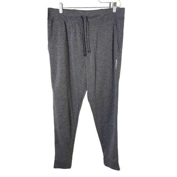 Women's Joggers Large Hi Rise Grey Pockets Tapered Stretch Athletic Sweat Pants - Picture 3 of 4